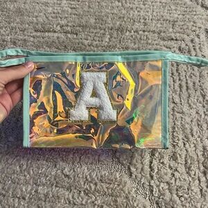 Iridescent Pouch with Initial A